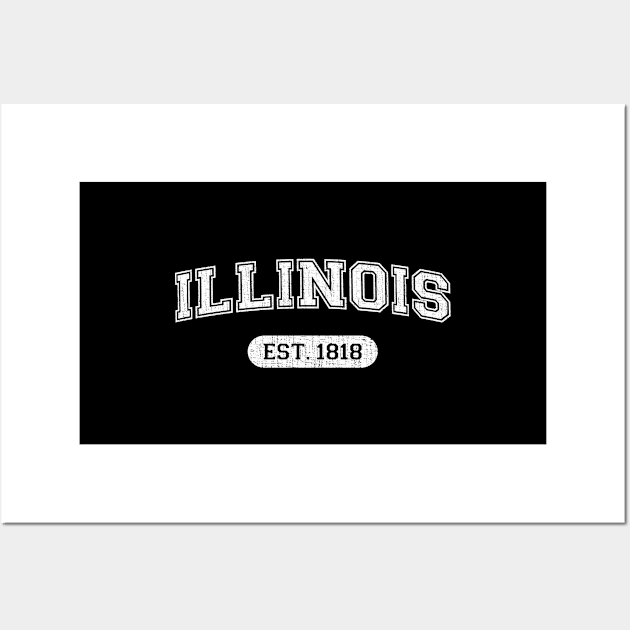 Classic College-Style Illinois 1818 Distressed University Design Wall Art by Webdango